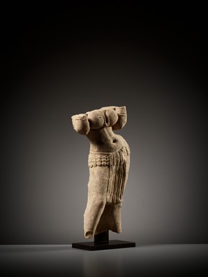 Lot 187 - A SANDSTONE TORSO OF A YAKSHI, INDIA, MATHURA, KUSHAN PERIOD, 1ST-2ND CENTURY