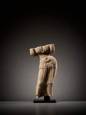 Lot 187 - A SANDSTONE TORSO OF A YAKSHI, INDIA, MATHURA, KUSHAN PERIOD, 1ST-2ND CENTURY