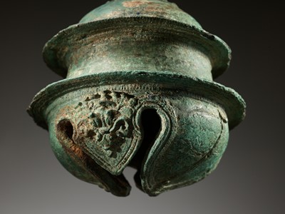 Lot 631 - A BRONZE ELEPHANT BELL, KHMER EMPIRE, ANGKOR PERIOD