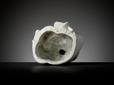Lot 404 - A RARE WHITE GLAZED FIGURE OF A SEATED BUDAI, DEHUA, SIGNED XU YOUYI (CHINA 1887-1940)