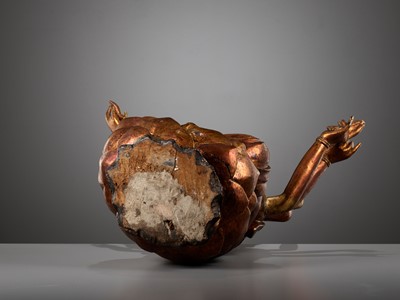 Lot 617 - A LARGE GILT-LACQUERED WOOD FIGURE OF AVALOKITESHVARA, VIETNAM, 18TH-19TH CENTURY