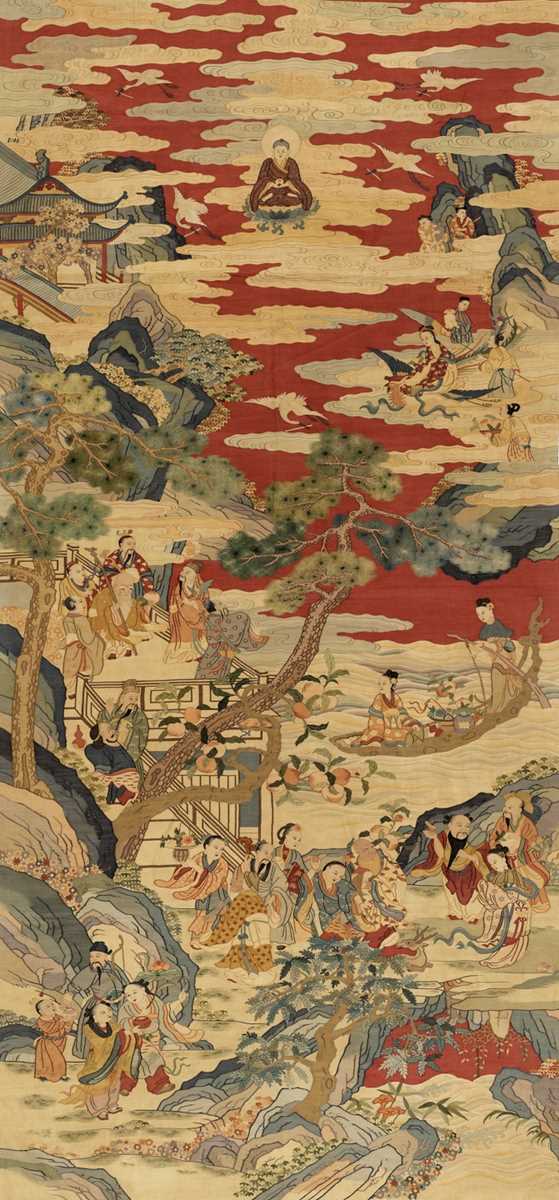 Lot 194 - A LARGE KESI ‘PEACH FESTIVAL’ PANEL, QING DYNASTY