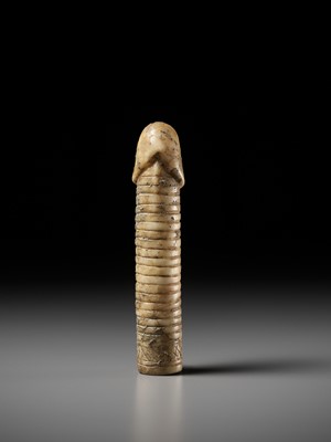 Lot 76 - A RARE WHITE MARBLE CARVING OF A PHALLUS, WESTERN HAN DYNASTY