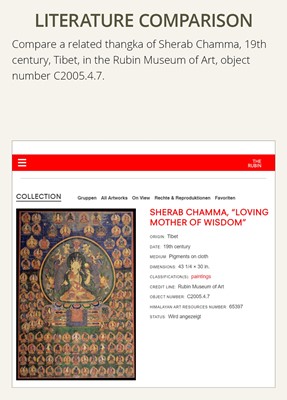 Lot 527 - A THANGKA OF SHERAB CHAMMA, TIBET, 18TH CENTURY