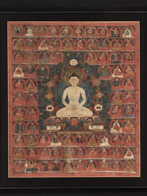 Lot 191 - A RARE AND EARLY THANGKA OF KUNTU ZANGPO, TIBET, 15TH CENTURY