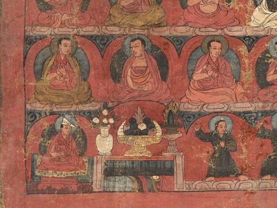 Lot 191 - A RARE AND EARLY THANGKA OF KUNTU ZANGPO, TIBET, 15TH CENTURY