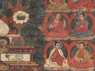 Lot 191 - A RARE AND EARLY THANGKA OF KUNTU ZANGPO, TIBET, 15TH CENTURY