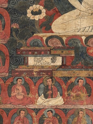 Lot 191 - A RARE AND EARLY THANGKA OF KUNTU ZANGPO, TIBET, 15TH CENTURY