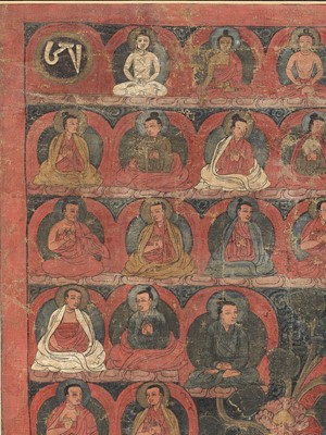 Lot 191 - A RARE AND EARLY THANGKA OF KUNTU ZANGPO, TIBET, 15TH CENTURY