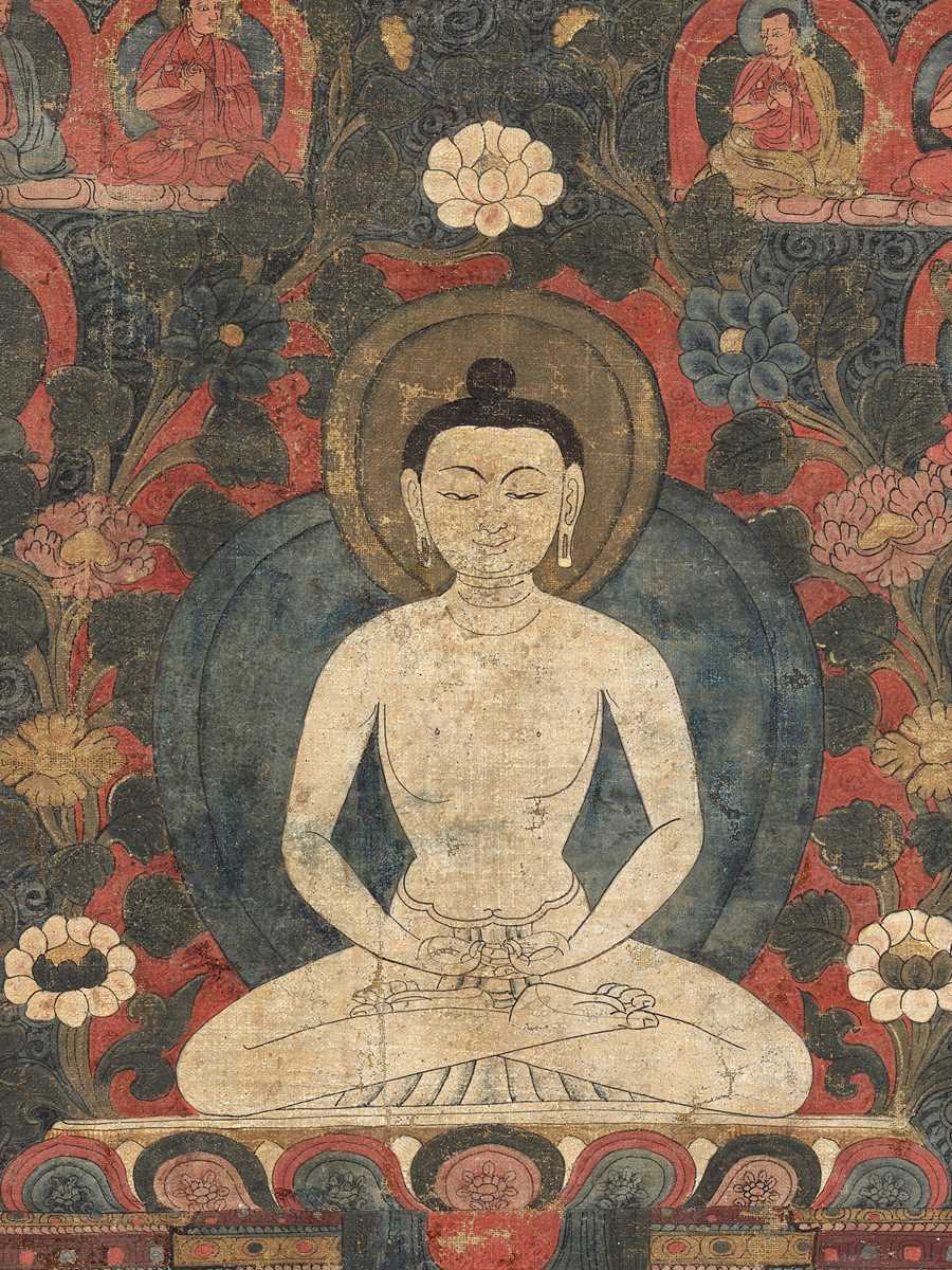 Lot 191 - A RARE AND EARLY THANGKA OF KUNTU ZANGPO, TIBET, 15TH CENTURY