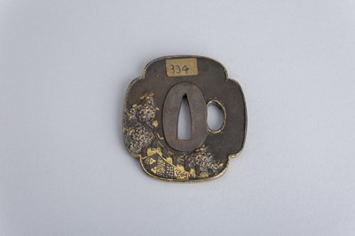Lot 451 - A SHIBUICHI TSUBA WITH FLOWERING CHERRY TREES, EDO