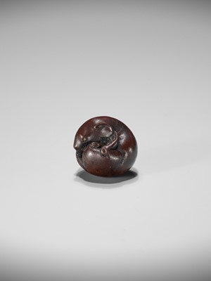 Lot 921 - A RARE KAGAMIBUTA NETSUKE WITH SHIBUICHI PLATE DEPICTING A NEKOMATA