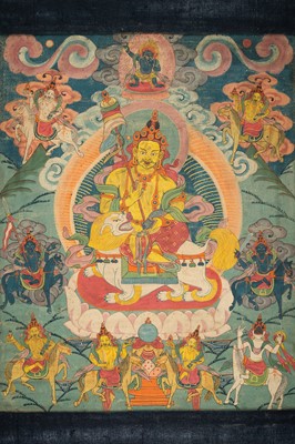 Lot 262 - A THANGKA OF VAISHRAVANA, 19TH CENTURY