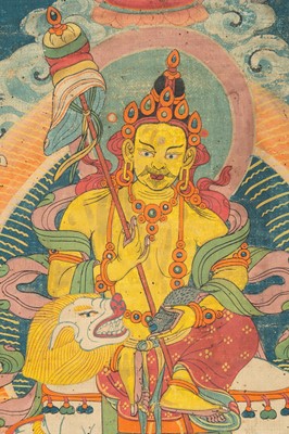 Lot 262 - A THANGKA OF VAISHRAVANA, 19TH CENTURY