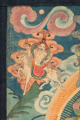 Lot 262 - A THANGKA OF VAISHRAVANA, 19TH CENTURY