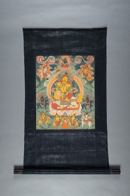 Lot 262 - A THANGKA OF VAISHRAVANA, 19TH CENTURY