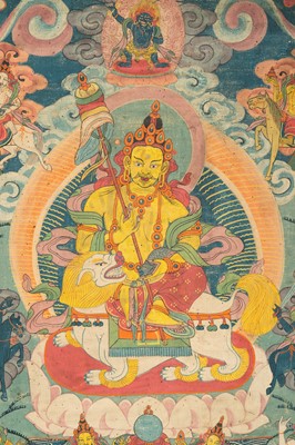 Lot 262 - A THANGKA OF VAISHRAVANA, 19TH CENTURY