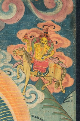 Lot 262 - A THANGKA OF VAISHRAVANA, 19TH CENTURY