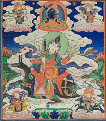 Lot 265 - A THANKGA OF THE FIVE FOREMOST DEITIES, 19TH CENTURY