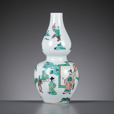 Lot 533 - A SUPERB DOUCAI DOUBLE-GOURD VASE, LINGZHI MARK, LATE 17TH TO EARLY 18TH CENTURY