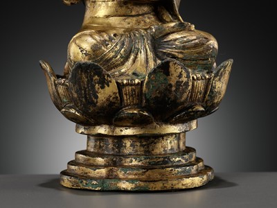 Lot 172 - A GILT-BRONZE FIGURE OF AVALOKITESHVARA, LIAO DYNASTY, CHINA, 907-1125