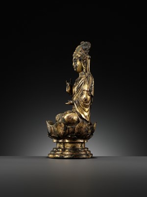 Lot 172 - A GILT-BRONZE FIGURE OF AVALOKITESHVARA, LIAO DYNASTY, CHINA, 907-1125