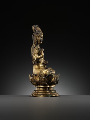 Lot 172 - A GILT-BRONZE FIGURE OF AVALOKITESHVARA, LIAO DYNASTY, CHINA, 907-1125