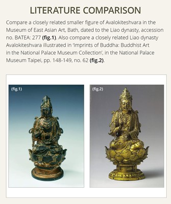 Lot 172 - A GILT-BRONZE FIGURE OF AVALOKITESHVARA, LIAO DYNASTY, CHINA, 907-1125