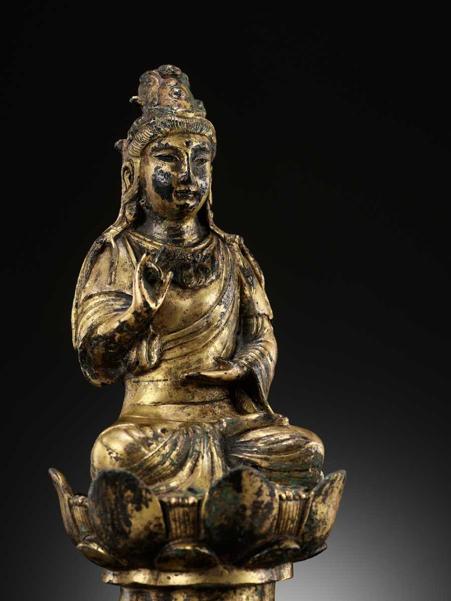 Lot 172 - A GILT-BRONZE FIGURE OF AVALOKITESHVARA, LIAO DYNASTY, CHINA, 907-1125