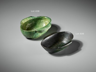 Lot 438 - A GREEN-GLAZED POTTERY EAR CUP, HAN DYNASTY