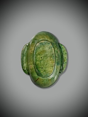 Lot 438 - A GREEN-GLAZED POTTERY EAR CUP, HAN DYNASTY