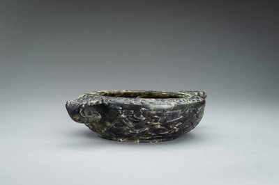 A SPINACH-GREEN HARDSTONE BOWL