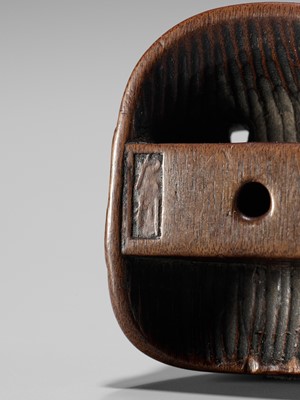 Lot 835 - TADATOSHI: A FINE NAGOYA SCHOOL WOOD MASK NETSUKE OF BUAKU