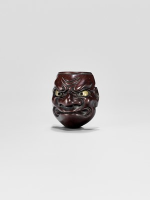Lot 834 - DEME UMAN: A WOOD NOH MASK NETSUKE OF O-BESHIMI