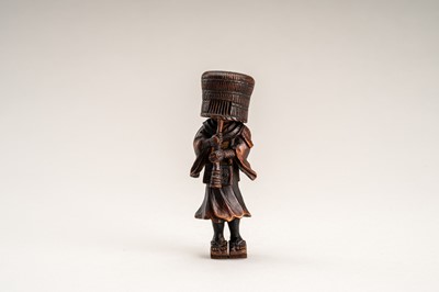Lot 861 - A WOOD NETSUKE OF A KOMUSO MONK, MEIJI PERIOD
