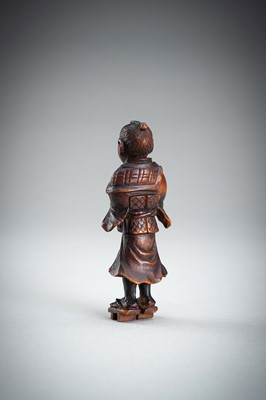Lot 861 - A WOOD NETSUKE OF A KOMUSO MONK, MEIJI PERIOD