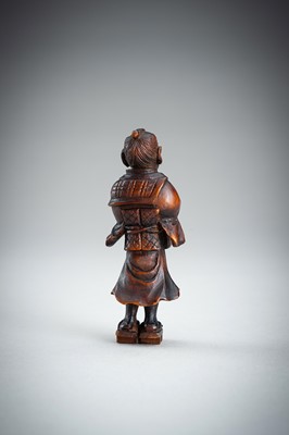 Lot 861 - A WOOD NETSUKE OF A KOMUSO MONK, MEIJI PERIOD
