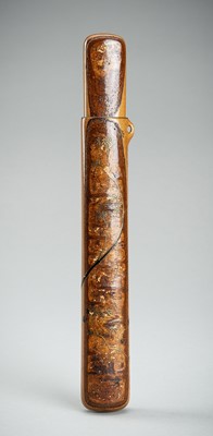 Lot 544 - A RARE CHERRY WOOD LACQUERED KISERUZUTSU, EDO