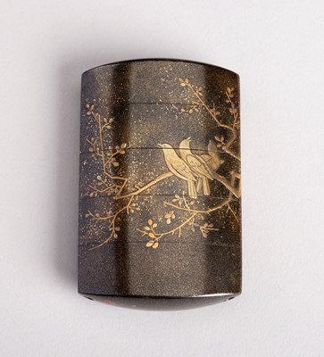 Lot 492 - KAJIKAWA: A LACQUER FOUR-CASE INRO, EDO