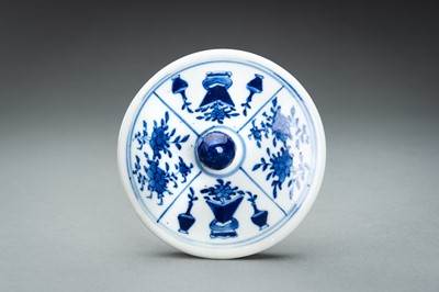 Lot 328 - A BLUE AND WHITE PORCELAIN TEAPOT, QIANLONG MARK AND POSSIBLY OF THE PERIOD