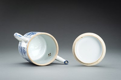 Lot 328 - A BLUE AND WHITE PORCELAIN TEAPOT, QIANLONG MARK AND POSSIBLY OF THE PERIOD