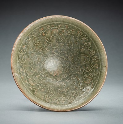 Lot 338 - A LONGQUAN CELADON ‘BOYS’ BOWL, NORTHERN SONG STYLE