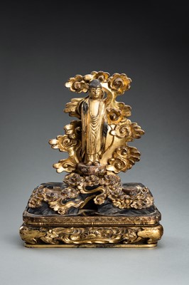 Lot 173 - A GILT WOOD ALTAR SHRINE OF AMIDA BUDDHA, EDO