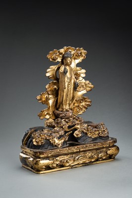 Lot 173 - A GILT WOOD ALTAR SHRINE OF AMIDA BUDDHA, EDO