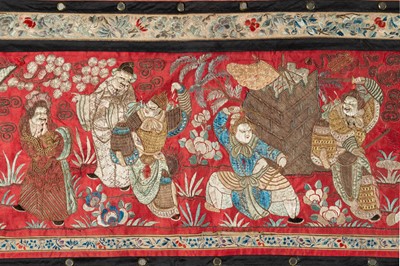 A LARGE EMBROIDERED WALL PANEL, QING