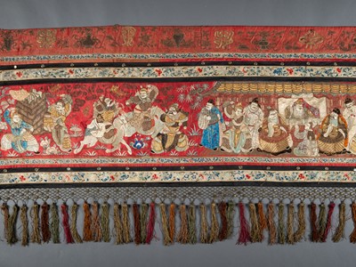 A LARGE EMBROIDERED WALL PANEL, QING