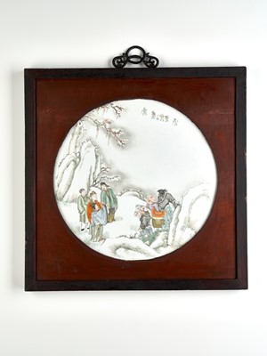 Lot 237 - A FAMILLE ROSE ‘JOURNEY TO THE WEST’ PLAQUE, QING DYNASTY