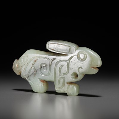 Lot 51 - A JADE ‘RABBIT’ PENDANT, LATE SHANG TO WESTERN ZHOU DYNASTY