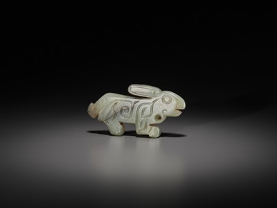 Lot 1030 - A JADE ‘RABBIT’ PENDANT, LATE SHANG TO WESTERN ZHOU DYNASTY