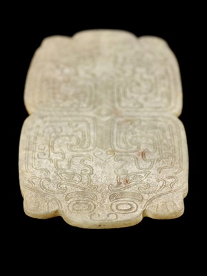 Lot 1042 - AN IMPORTANT YELLOW JADE ‘DOUBLE-BEAR’ ORNAMENTAL SEAL AND RITUAL PLAQUE, SPRING AND AUTUMN PERIOD, CHINA, CIRCA 770 TO 481 BC